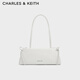 CHARLES&KEITH蝴蝶結簡(jiǎn)約單肩腋下包法棍包生日禮物CK2-20160193 Meringue White白色 中包