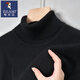 啄木鳥(niǎo)2025冬新款毛衣男士100%純棉高領(lǐng)保暖針織打底衫線(xiàn)衣男款套頭上衣 黑色（高領(lǐng)） M 【建議90-110斤】