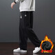 三葉草貝殼頭2025加絨運動(dòng)休閑褲男士秋冬新款百搭直筒衛褲寬松保暖長(cháng)褲子 黑色 黑色加絨款 XL 建議120-140斤