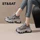 星期六厚底老爹鞋女款新款女鞋學(xué)生百搭增高運動(dòng)鞋潮流輕便跑步鞋子 淺灰色 單層 跟高6.5cm 36 (230mm) 標準碼