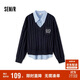 森馬（Semir）毛衣女冬刺繡V領(lǐng)絞花毛衫無(wú)袖襯衫氣質(zhì)學(xué)院風(fēng)兩件套101724107029