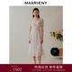 MAXRIENY【商場(chǎng)同款】戀戀桃花蠶絲連衣裙浪漫碎花裙桑茶歇裙 粉花 S 01