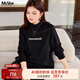 MsShe【28支莫代爾紗】大碼女裝2025秋冬胖mm字母提花半高領(lǐng)毛衣 黑色現貨 3XL