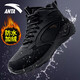 安踏加絨男鞋黑色棉鞋冬季2025新款皮面防水加厚保暖高幫雪地靴男 -1黑【加絨】 42