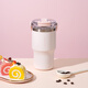 樂(lè )扣樂(lè )扣（LOCK&LOCK）陶瓷覆層內膽保溫杯吸管杯水杯辦公車(chē)載不銹鋼杯子 粉色 600ml