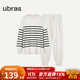 ubras加絨睡衣冬女家居服套裝情侶可外穿慕斯條紋舒適居家 米白色-女士套裝 XL