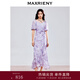 MAXRIENY2025春季新款度假風(fēng)長(cháng)裙精致優(yōu)雅雪紡印花連衣裙 紫花 L