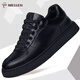 名郎（MELLEN）品牌男鞋冬季高檔時(shí)尚真皮輕便休閑鞋男士商務(wù)輕奢耐磨運動(dòng)潮鞋 黑色 41 (255mm)