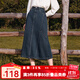 betu女裝2025秋季新款半身裙時(shí)髦破骨復古洗水牛仔裙子女2508T68 深牛仔藍 L