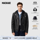 MACKAGE【明星同款】男士 MAGNUS可拆卸連帽機車(chē)休閑皮衣外套上衣情侶款 黑色 38