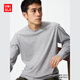 優(yōu)衣庫男裝女裝柔軟圓領(lǐng)T恤/休閑長(cháng)袖上衣25秋冬新款479783 04 煙灰色 L /175/100A