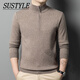 SUSTYLE國際奢侈品牌男裝秋冬新士圓領(lǐng)男士針織衫毛衣長(cháng)袖打底衫修身上衣 駝色 L 170-