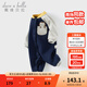 戴維貝拉（DAVE＆BELLA）嬰幼兒睡衣加絨男寶爬服0-6個(gè)月寶寶衣服冬裝新款幼童連體衣 藏青色【現貨】 90cm （建議身高80-90cm）
