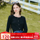 百圖betu女裝秋新款T恤圓領(lǐng)長(zhǎng)袖精致蝴蝶結(jié)紐扣針織T恤女2308T19 黑色 M （黑色預(yù)售11/10發(fā)貨）
