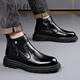 普步仕品牌切爾西靴男2025秋冬季新款真皮加絨保暖鞋時(shí)尚百搭商務(wù)靴子男 黑色平跟款單鞋 44 按平時(shí)穿皮鞋碼選購