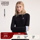Teenie Weenie小熊女裝T恤2025秋季新款簡(jiǎn)約線(xiàn)條撞色拼接長(cháng)袖上衣 黑色 M