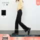 三彩2025冬季新款微喇小黑褲高腰毛邊喇叭褲牛仔長褲顯瘦簡約M 經(jīng)典黑 M 160/68A