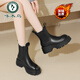 啄木鳥(niǎo)冬季厚底馬丁靴女2025新款加絨保暖短靴切爾西靴英倫風(fēng)煙筒靴女鞋 黑色 加絨 37 (235mm) 尺碼偏小 建議拍大一碼