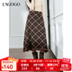 LAGOGO高腰中長(cháng)款A字半身裙女拉谷谷2024年冬新款流蘇經(jīng)典格紋裙 混色 M