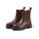 足行健秋冬時(shí)尚百搭真皮棕色中筒英倫風(fēng)厚底潮流冬季切爾西女靴 深棕色 36