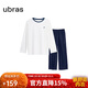 ubras水果系列套頭家居服套裝情侶睡衣女 女款長(cháng)袖長(cháng)褲-米白色 M