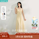 茵曼（INMAN）章若楠同款歐若風(fēng)法式吊帶連衣裙2025夏季新品女裝淡鵝黃色裙子 淺黃色 (方領(lǐng)) M