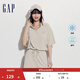 GAP女裝夏季涼感透氣連帽修身短袖連體衣時(shí)尚短褲430392 米色 S (160/80A) 亞洲尺碼