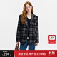 范思藍恩復古英倫風(fēng)黑灰格子西裝外套女秋冬2024新款14389 黑灰格 L