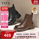 他她（TATA）靴子2025冬百搭時(shí)尚厚底馬丁靴女短靴子百搭休閑 黑色（絨里） 37
