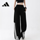 阿迪達斯（adidas）運動(dòng)褲女時(shí)尚潮流寬松舒適黑色休閑褲 黑色 XL