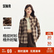 森馬（Semir）長(cháng)袖襯衫女中長(cháng)款慵懶寬松落肩秋季chic復古格紋襯衣101524105004