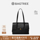 BAGTREE明星同款包包樹(shù)海豚包輕奢品牌植鞣皮托特包大容量通勤女士電腦包 中號-黑色 能裝A4資料 高級小眾