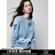 初語(yǔ)蝴蝶結提花針織衫女25秋季新款圓領(lǐng)氣質(zhì)上衣開(kāi)衫 淺藍色 M