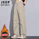 JEEP SPIRIT吉普褲子男士休閑褲男冬季直筒寬松闊腿純棉長(cháng)褲美式加厚保暖褲