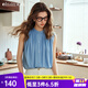 Olrain歐芮兒藍色寬松慵懶風(fēng)襯衫女夏季2025新款小圓領(lǐng)無(wú)袖上衣 藍色 M