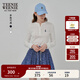 Teenie Weenie小熊女裝長(cháng)袖T恤2025秋季新款半開(kāi)襟溫柔時(shí)尚打底衫 象牙白 L