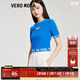 VEROMODAT恤女新款休閑百搭羅紋拼接字母短袖短袖女 F41犬喵藍色 S 160/80A