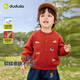 嘟嘟家兒童毛衣開(kāi)衫純棉秋冬寶寶外套新年紅色男童針織衫女童上衣童裝秋 紅色 90