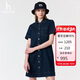 哈吉斯（HAZZYS）女裝 2025夏季女士【PHIZ系列】時(shí)尚寬松牛仔連衣裙女