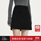 范思藍恩燈芯絨a字半身裙女秋冬2024新款美拉德棕色高腰短裙14555 黑色 S