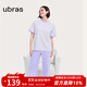 ubras純色舒適柔軟水果全棉家居服睡衣女短袖長(cháng)褲短褲套裝情侶款軟棉棉 【短袖長(cháng)褲】女款-龍晴紫色 L