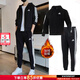 阿迪達斯（adidas）運動(dòng)套裝男裝 2025秋冬新款時(shí)尚戶(hù)外跑步健身夾克外套 訓練長(cháng)褲子 加絨兩件套-時(shí)尚三條紋 L