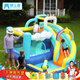 博士豚充氣城堡家庭版蹦蹦床小型兒童室內充氣跳床滑梯游樂(lè )園帶娃神器 73056T-噴水獨角獸-水陸兩用款