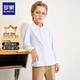 羅蒙兒童白色長(cháng)袖polo衫男女童T恤打底衫學(xué)生班服校園服飾  白色 150