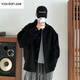 以純（YISHion）夾克男裝短款呢子大衣秋冬季新款休閑寬松韓版英倫風(fēng)翻領(lǐng)毛呢外套 黑色 均碼 S建議115斤以?xún)? title=