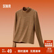 森馬（Semir）森馬長(cháng)袖t恤女修身微彈磨毛復古半高領(lǐng)內搭24冬新款109724101008