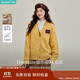 茵曼小香風(fēng)亮絲毛邊開(kāi)衫毛衣2025秋女裝新款針織外套 姜黃色 M