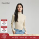 Calvin Klein Jeans秋冬女士簡(jiǎn)約ck刺繡舒適羊毛混紡打底針織衫毛衣ZW02292 ACF-米白色 XS