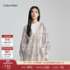 Calvin Klein Jeans秋冬女士通勤簡(jiǎn)約ck字母提花紐扣V領(lǐng)毛衣針織開(kāi)衫J222311 PEE-米灰拼色 XS