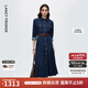 朗姿復古風(fēng)設計感高腰a字連衣裙大擺高級感氣質(zhì)裙2025年冬季新款 柏林藍色 M